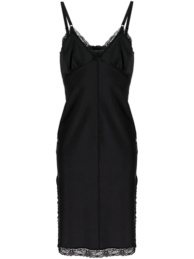 Shop Alexander Wang T Lace Trim Slip Dress In Black