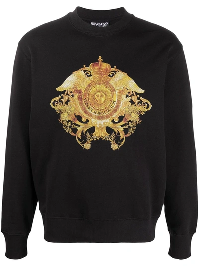 Shop Versace Jeans Couture Baroque Monogram Print Sweatshirt In Black