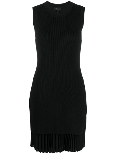Shop Theory Pleated Hem Mini Dress In Black