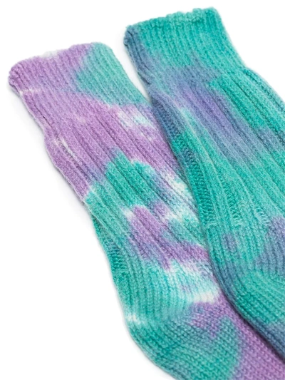 Shop The Elder Statesman Tie-dye Cashmere Socks In Blue