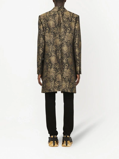 Dolce & Gabbana Jacquard Single-breasted Coat In Black