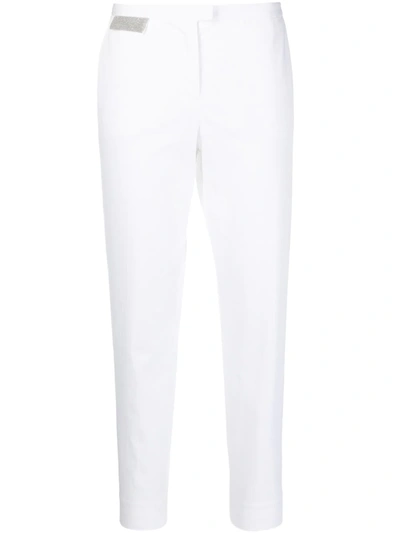 Fabiana Filippi White Rhinestone Patch Cropped Trousers In White