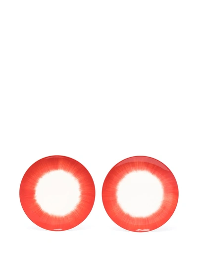 Ann Deumelemeester X Serax Pair Of Shadow Print Plates In Red