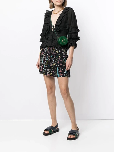 Shop Cynthia Rowley Stella Tie-front Tiered Blouse In Black