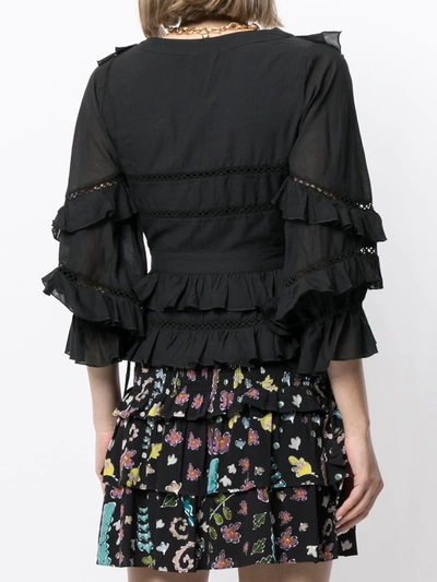 Shop Cynthia Rowley Stella Tie-front Tiered Blouse In Black