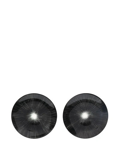 Shop Ann Deumelemeester X Serax Pair Of Shadow Print Plates In Black