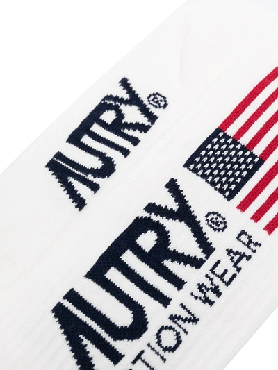 Shop Autry American Flag Intarsia Socks In White