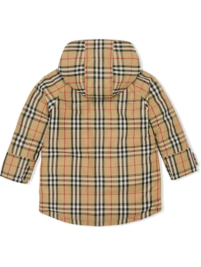 Shop Burberry Teen Vintage Check Hooded Jacket In Brown