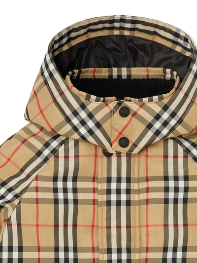 Shop Burberry Teen Vintage Check Hooded Jacket In Brown