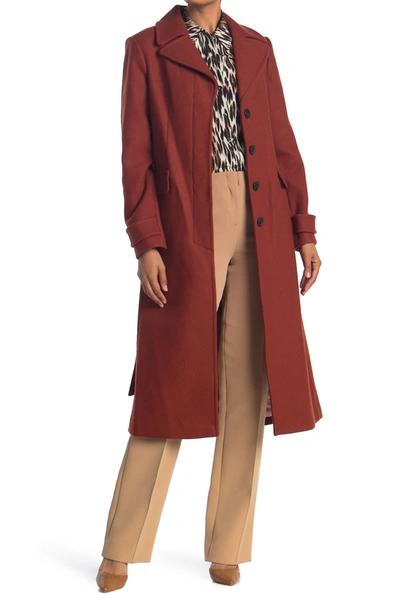 Kate Spade Twill Wool Blend Belted Coat In Cinnamon Powder | ModeSens