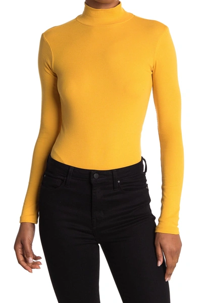 Shop Abound Mock Neck Long Sleeve Bodysuit In Yellow Mineral