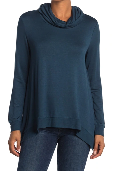 Shop Ady P Long Sleeve Cowl Neck Sweater In Dark Teal