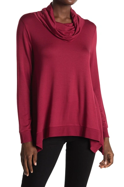 Shop Ady P Long Sleeve Cowl Neck Sweater In Cherry On