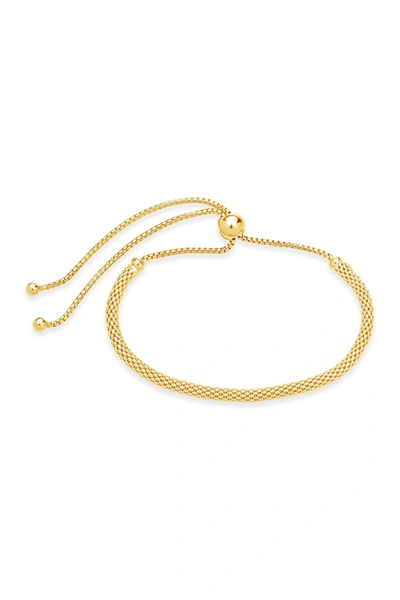 Sterling Forever 14k Yellow Gold Vermeil Mesh Slider Bracelet In Gold