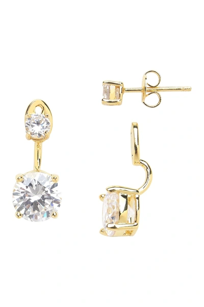 Sterling Forever Brilliant Cz Stud Jacket Earrings In Gold