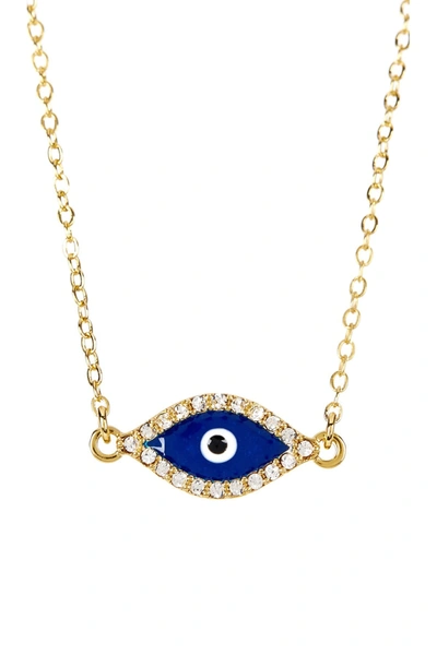 Sterling Forever 14k Yellow Gold Plated Pave Cz Evil Eye Pendant Necklace In Gold