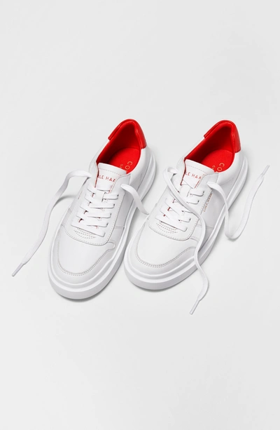 Shop Cole Haan Grandpro Rally Sneaker In White/ Limelight Leather