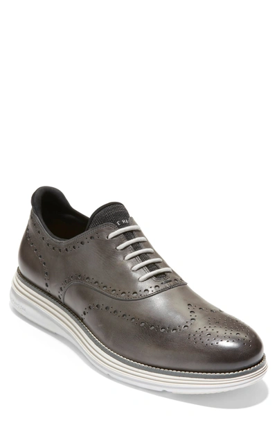 Shop Cole Haan Original Grand Ultra Wingtip In Gray Leather/ Cloud/ White