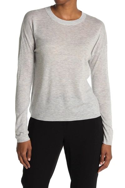 Shop Vince Long Sleeve Wool Blend Sweater Tee In H Grey