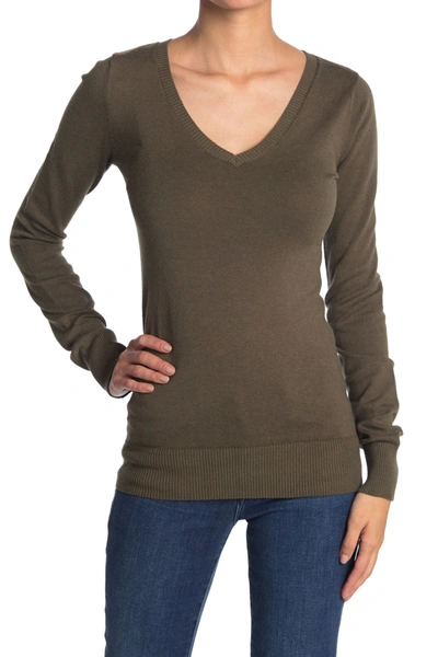 Shop Abound Solid V-neck Pullover Sweater In Olive Night