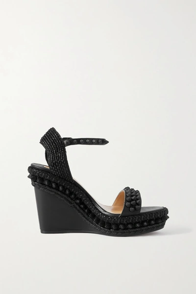 Lata 110 Spiked Leather Espadrille Wedge Sandals In Black