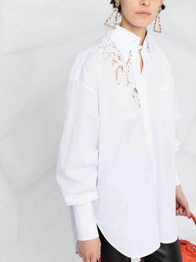 Shop Ermanno Scervino Lace Cotton Shirt In White