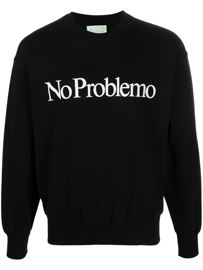 Shop Aries No Problemo Cotton Sweatshirt In Black