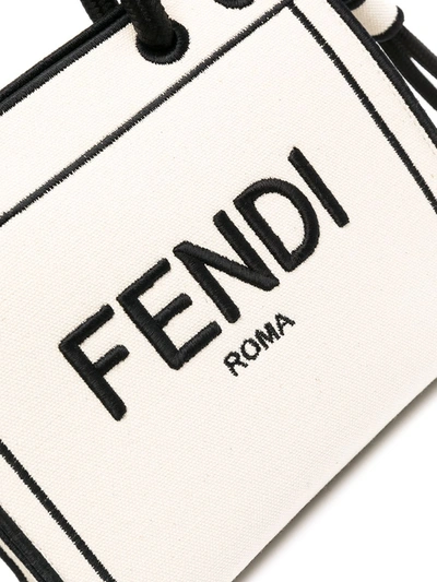 Shop Fendi Mini Shopping Bag In Grey