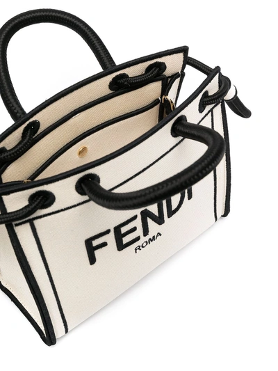 Shop Fendi Mini Shopping Bag In Grey