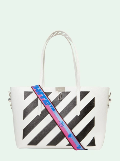 Shop Off-white Leather Diagonal Tote Bag In White