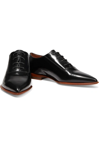 Shop Acne Studios Martha Glossed-leather Brogues In Black