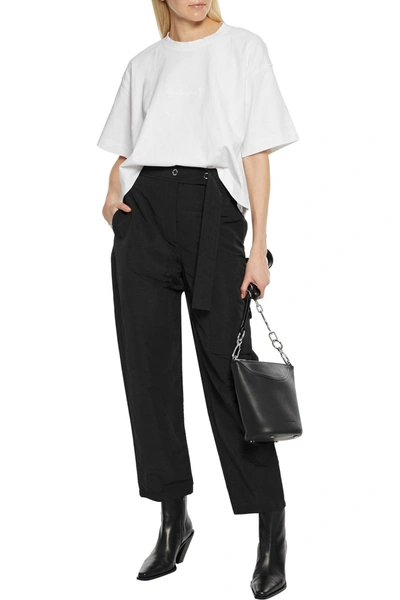Shop Acne Studios Cylea Cropped Embossed Cotton-jersey T-shirt In White