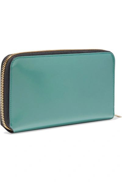 Shop Acne Studios Flourite Leather Continental Wallet In Teal