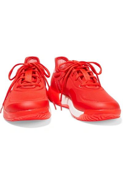 Shop Adidas By Stella Mccartney Court Boost Rubber-trimmed Neoprene Sneakers In Red