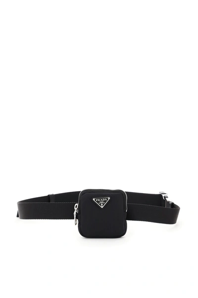 Shop Prada Tuc Belt Nylon Ribbon With Pouch In Nero (black)