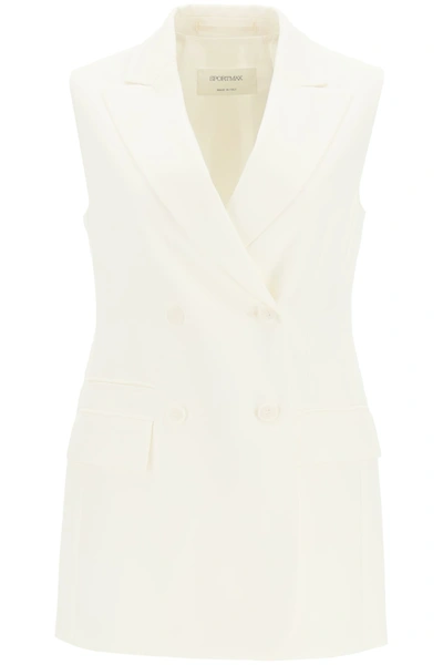 Shop Sportmax Double-breasted Waistcoat In Burro (white)