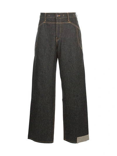 Shop Jacquemus Grano Wide Leg Jeans In Navy