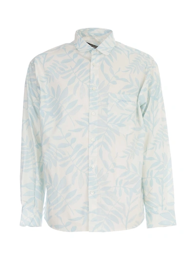 Shop Jacquemus Simon Printed Shirt In Print Blue Leaves