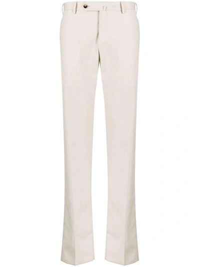 Shop Pt01 Ivory Cotton Tailored Pants In Beige