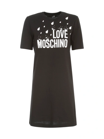 Shop Love Moschino S/s Dress W/splash Print In Black