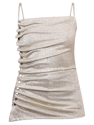 Shop Paco Rabanne Ruched Top In Metallic