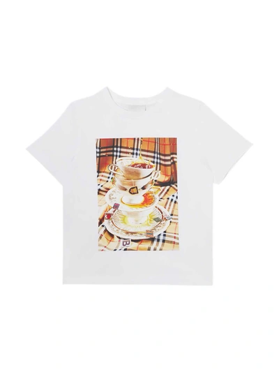 Shop Burberry White T-shirt Teen In Multicolor