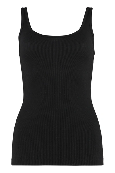 Shop Vince Ribbed Tank Top In Black