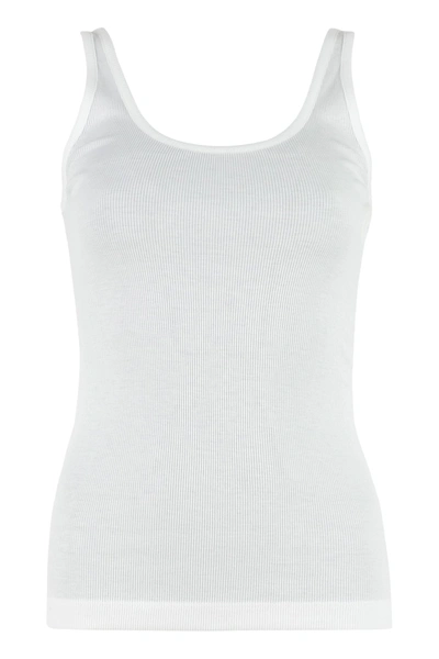 Shop Vince Ribbed Tank Top In White