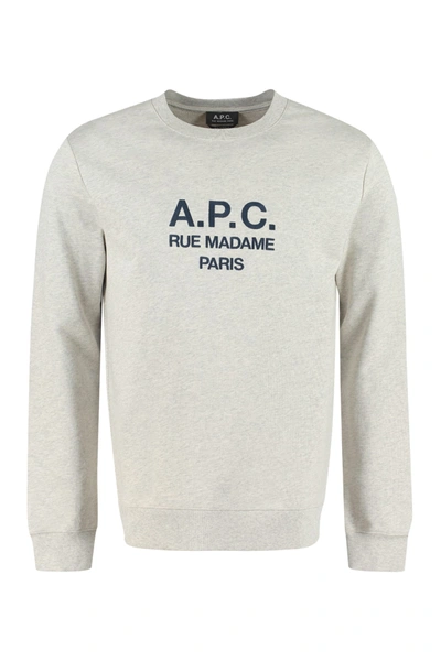 Shop Apc Rufus Cotton Crew-neck Sweatshirt In Grey