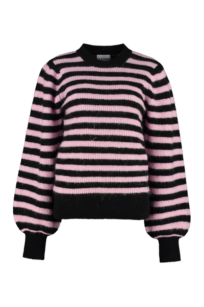 Shop Ganni Striped Crew-neck Sweater In Multicolor