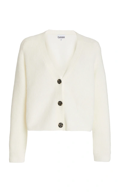 Shop Ganni Women's Soft Wool-alpaca Knit Cardigan In Neutral,white