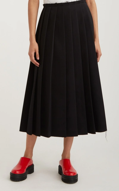 Shop Marina Moscone Pleated Plissã© Kilt In Black