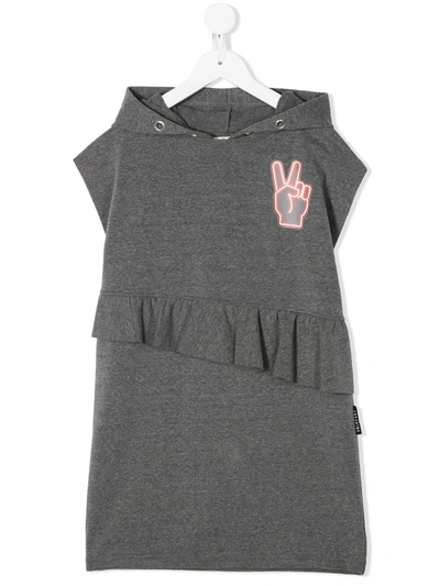 Shop Andorine Peace Hand Hooded Dress In Grey