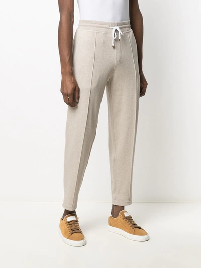 Shop Brunello Cucinelli Cropped Knitted Trousers In Neutrals